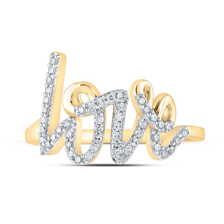 1/5 Carat (ctw) Diamond LOVE Ring in 10K Yellow Gold Image 3