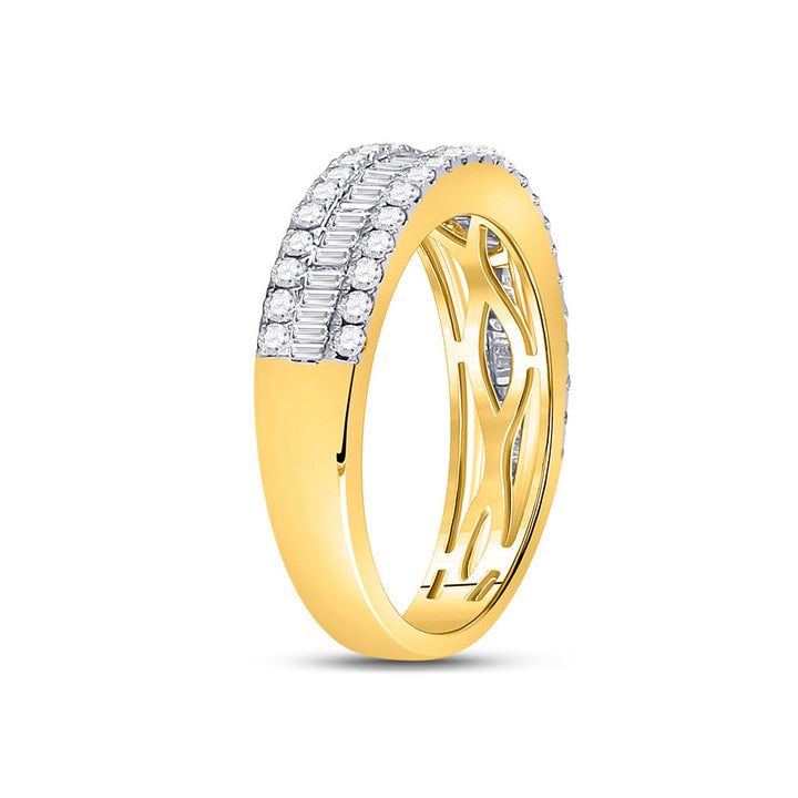 1.00 Carat (ctw G-H, I2-I3) Diamond Wedding Anniversary Band Ring in 14K Yellow Gold Image 3