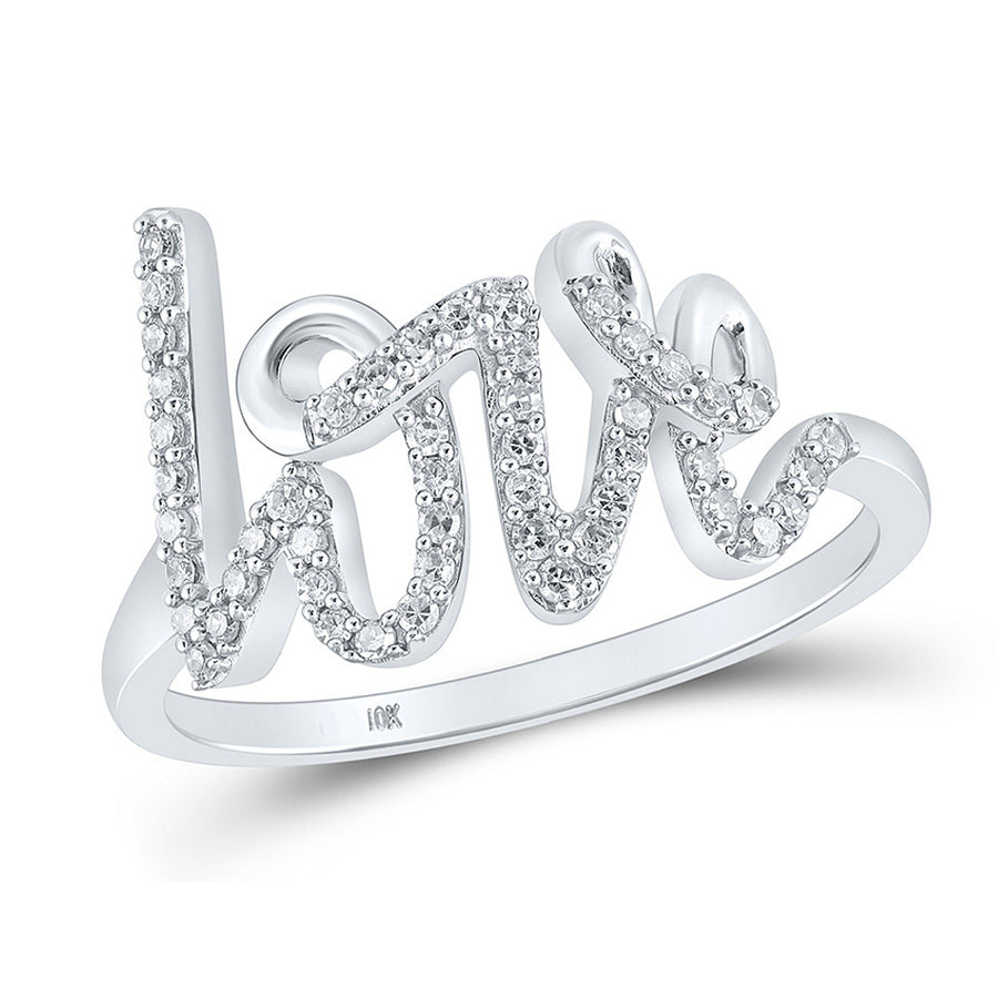 1/5 Carat (ctw) Diamond LOVE Ring in 10K White Gold Image 1