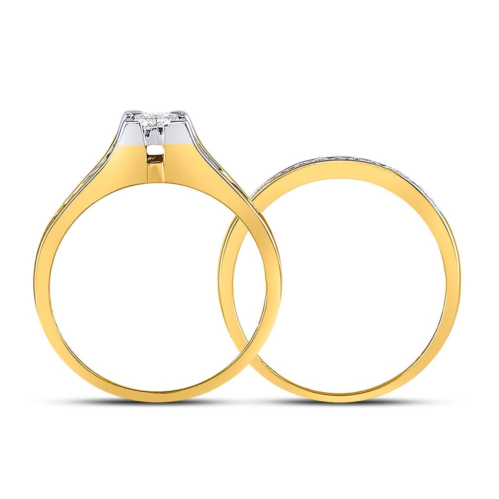 1/2 Carat (G-H, I2) Princess Cut Diamond Engagement Ring Wedding Set in 10K Yellow Gold Image 3