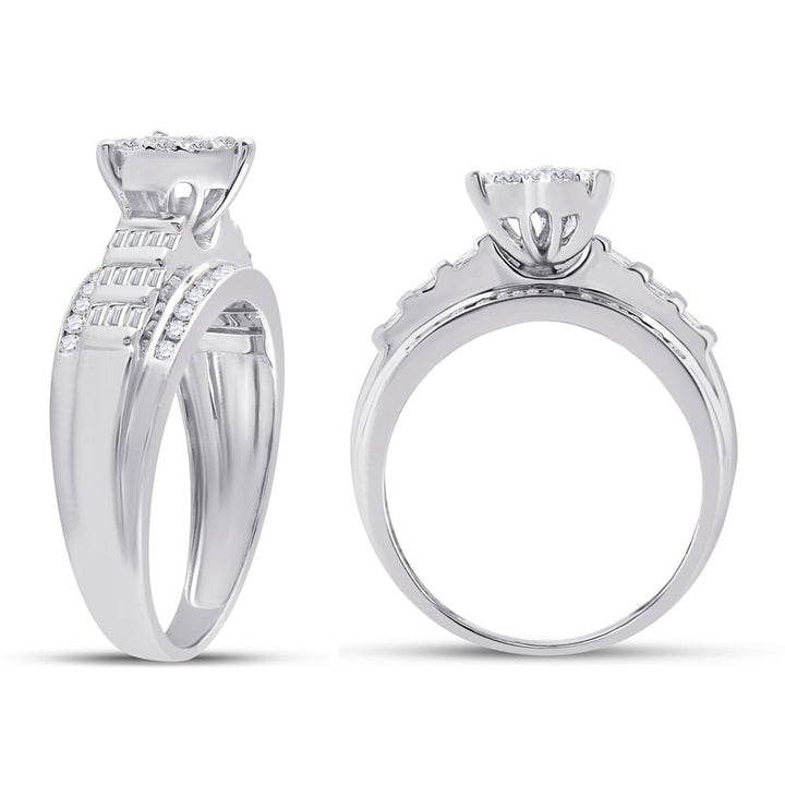 1/2 Carat (ctw G-H, I1-I2) Diamond Engagement Heart Ring Bridal Wedding Set in 10K White Gold Image 3