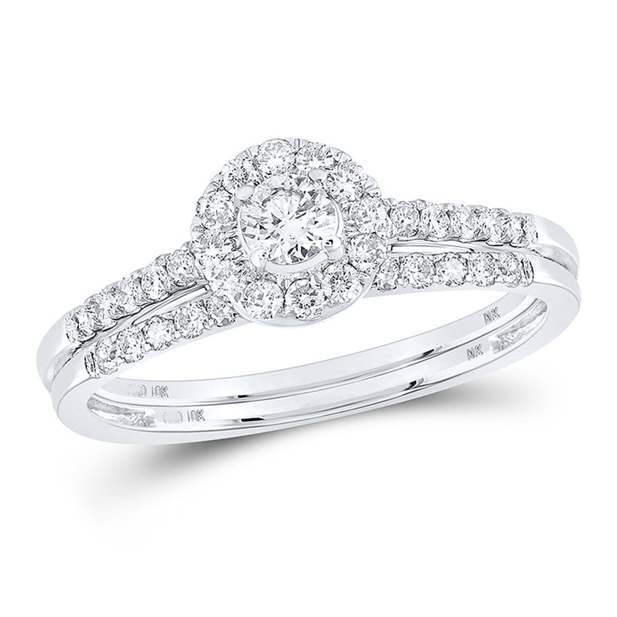 1/2 Carat (ctw J-K, I2) Diamond Engagement Bridal Wedding Ring Set in 10K White Gold Image 1