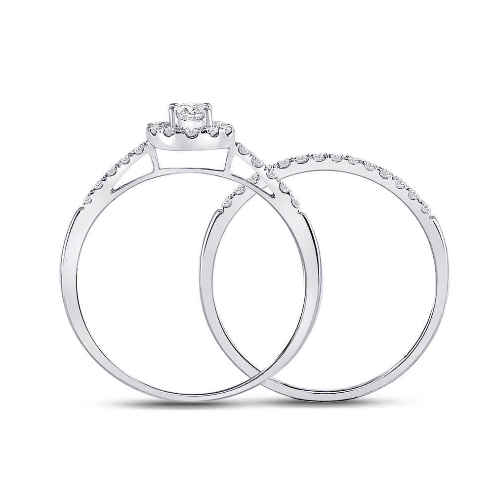 1/2 Carat (ctw J-K, I2) Diamond Engagement Bridal Wedding Ring Set in 10K White Gold Image 2