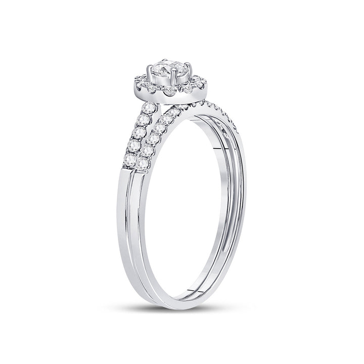 1/2 Carat (ctw J-K, I2) Diamond Engagement Bridal Wedding Ring Set in 10K White Gold Image 3