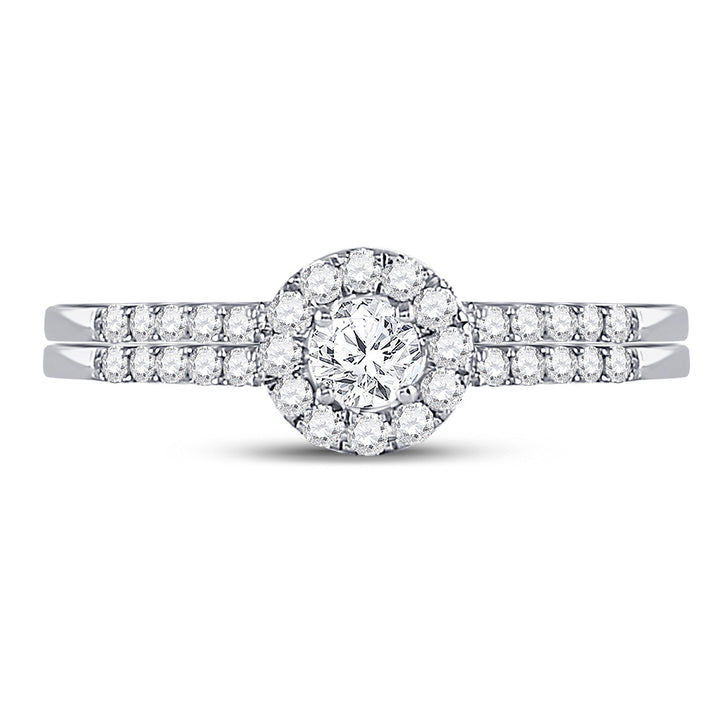 1/2 Carat (ctw J-K, I2) Diamond Engagement Bridal Wedding Ring Set in 10K White Gold Image 4