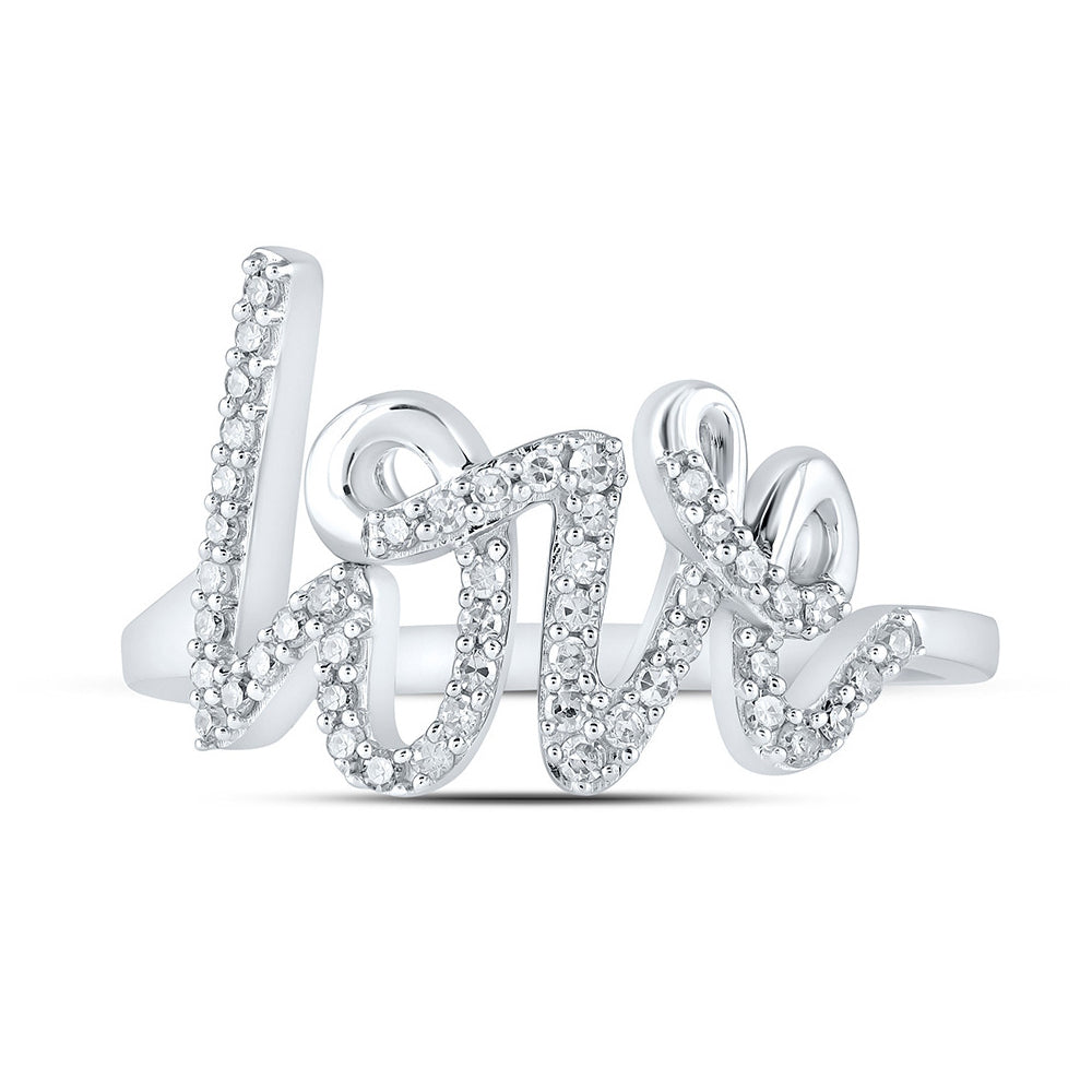 1/5 Carat (ctw) Diamond LOVE Ring in 10K White Gold Image 3
