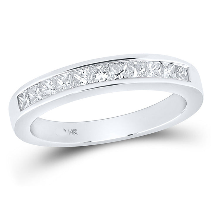 1/2 Carat (ctw G-H, I1-I2) Princess-Cut Diamond Wedding Band Ring in 14K White Gold Image 1