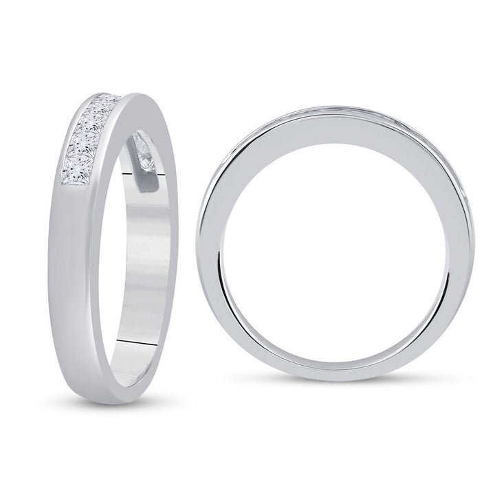 1/2 Carat (ctw G-H, I1-I2) Princess-Cut Diamond Wedding Band Ring in 14K White Gold Image 3