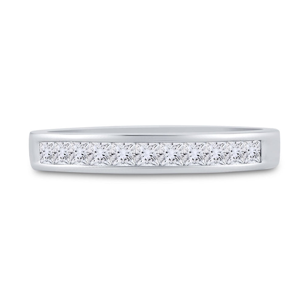 1/2 Carat (ctw G-H, I1-I2) Princess-Cut Diamond Wedding Band Ring in 14K White Gold Image 4