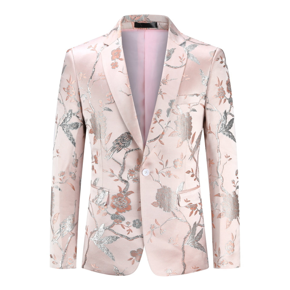 Men Blazers Luxury Embroidery Floral Men Wedding Dress Blazer Slim Fit Notched One Button Autumn Suit Jacket Image 2