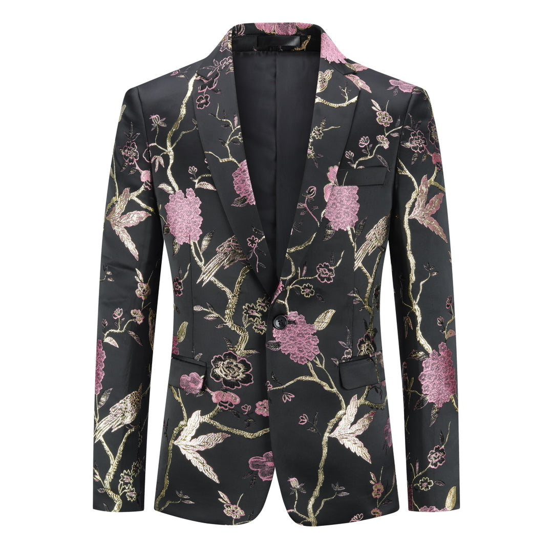 Men Blazers Luxury Embroidery Floral Men Wedding Dress Blazer Slim Fit Notched One Button Autumn Suit Jacket Image 3