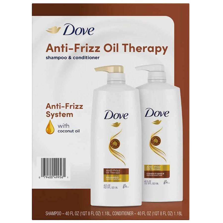 Dove Anti-Frizz Oil Therapy Shampoo and Conditioner 40 Fluid Ounce (Pack of 2) Image 1