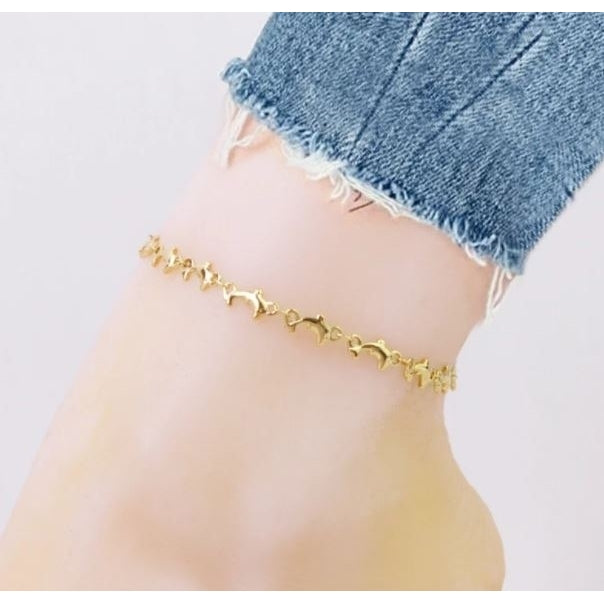 18K Gold Plated Dolphin Anklet Image 1