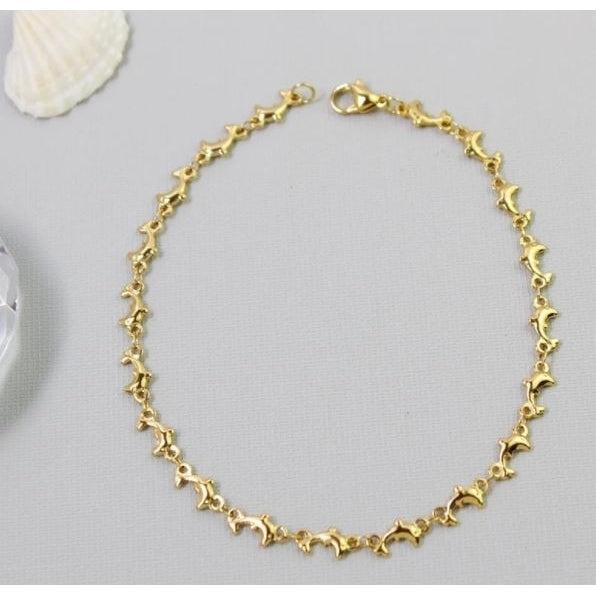 18K Gold Plated Dolphin Anklet Image 2