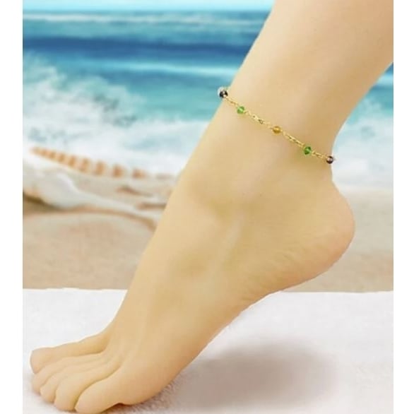 High polish finish multi color ball crystal ankle bracelet Image 1