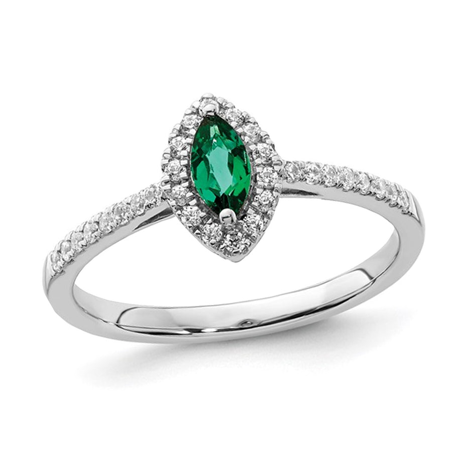3/10 Carat (ctw) Lab-Created Emerald Ring in 14K White Gold with Lab-Grown Diamonds Image 1