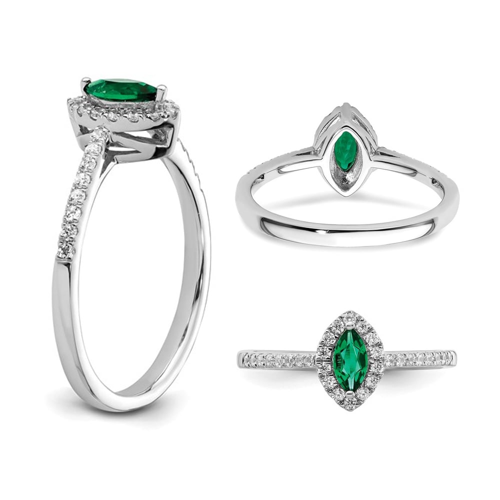 3/10 Carat (ctw) Lab-Created Emerald Ring in 14K White Gold with Lab-Grown Diamonds Image 3