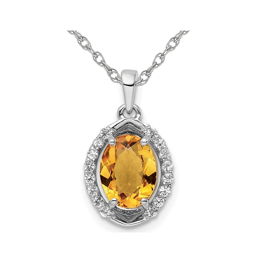 1.80 Carat (ctw) Citrine and White Topaz Pendant Necklace in Sterling Silver with Chain Image 1
