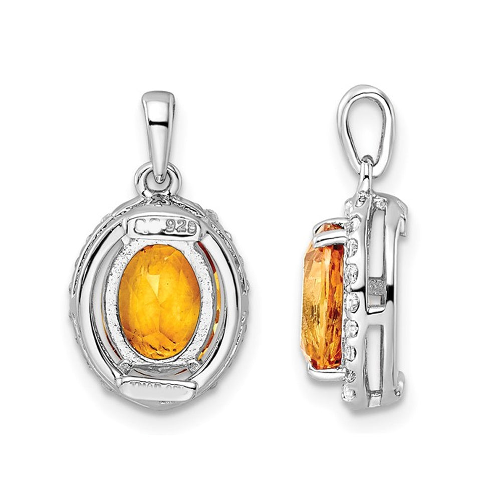 1.80 Carat (ctw) Citrine and White Topaz Pendant Necklace in Sterling Silver with Chain Image 2
