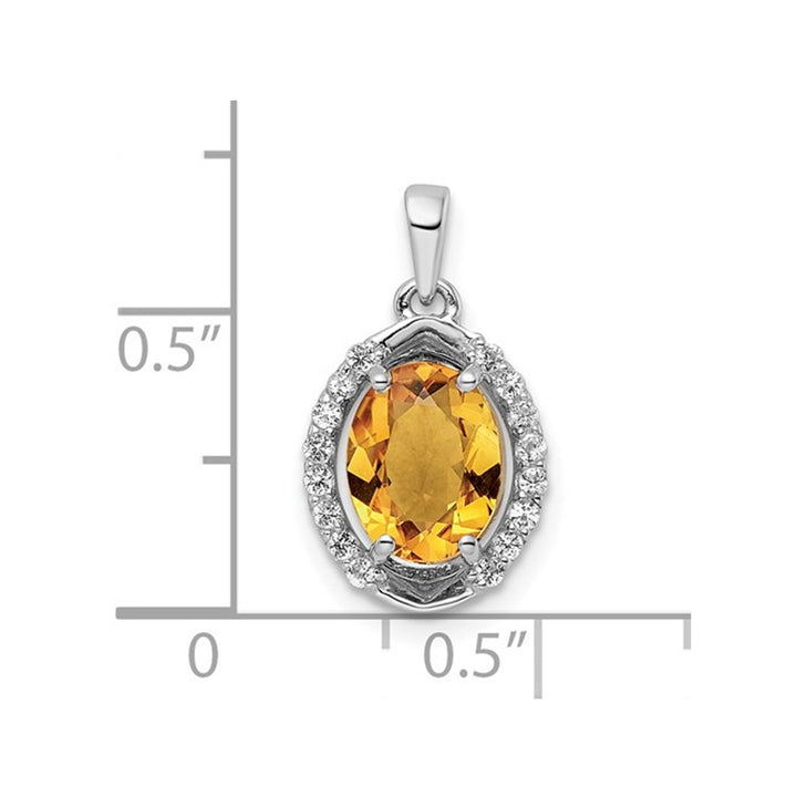 1.80 Carat (ctw) Citrine and White Topaz Pendant Necklace in Sterling Silver with Chain Image 3