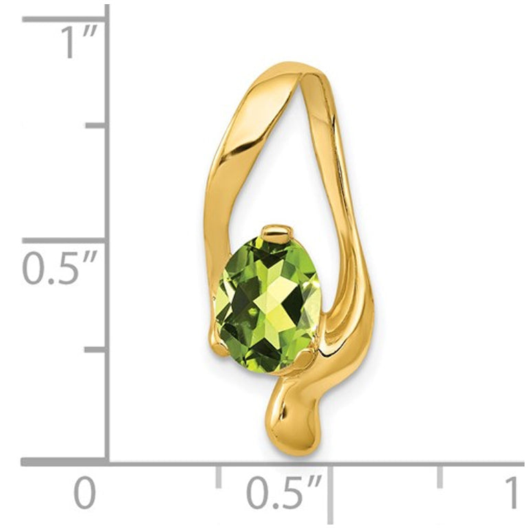 1.30 Carat (ctw) Peridot Pendant Necklace in 14K Yellow Gold with Chain Image 2