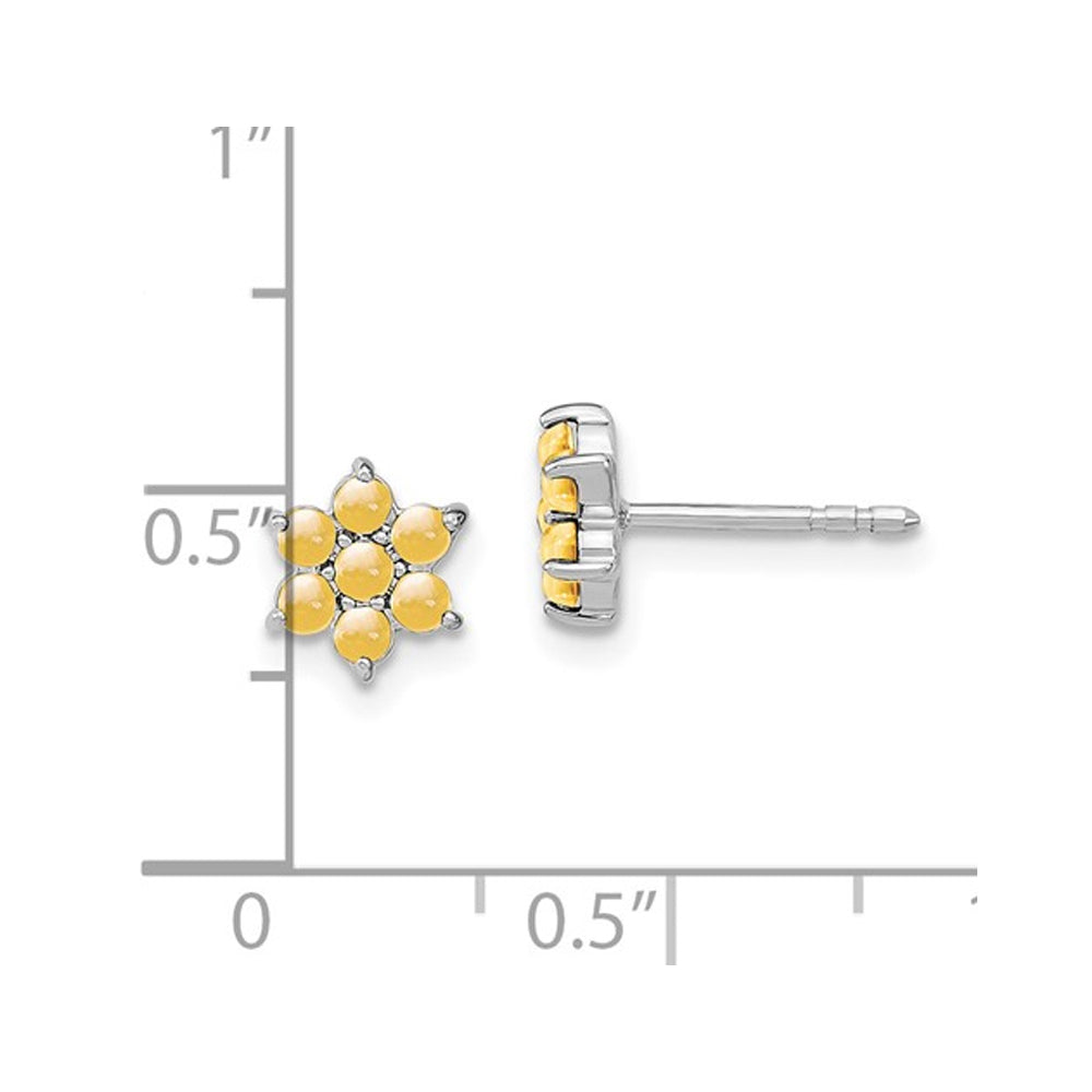 1.15 Carat (ctw) Citrine Flower Button Earrings in 14K White Gold Image 4