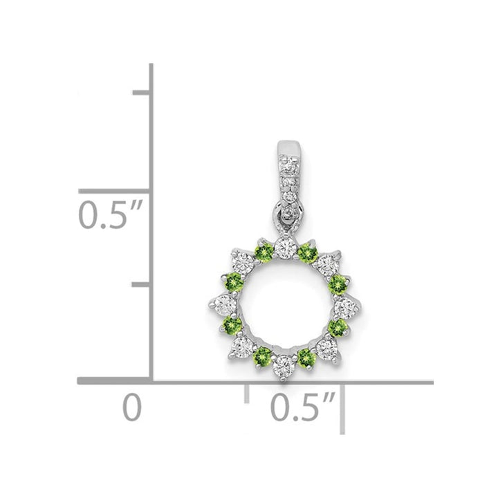 1/12 Carat (ctw) Peridot Circle Pendant Necklace in 14K White Gold with Diamonds Image 2