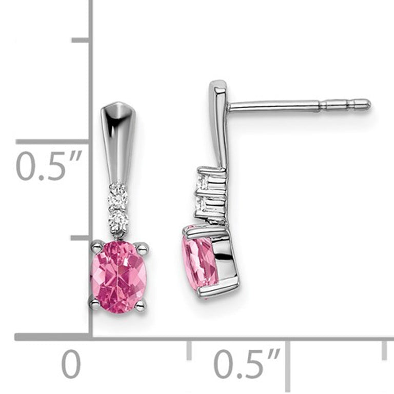 7/10 Carat (ctw) Pink Tourmaline Earrings in 14K White Gold with Accent Diamonds Image 4