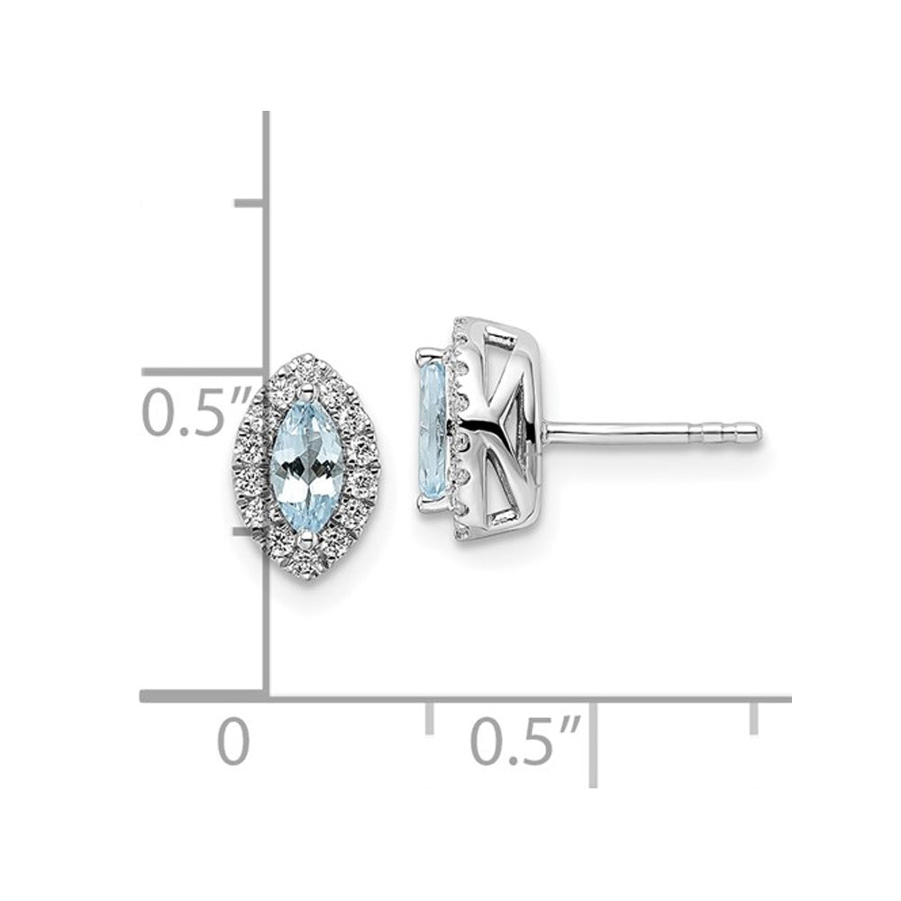 2/5 Carat (ctw) Aquamarine Halo Earrings in 14K White Gold with Lab-Grown Diamonds Image 3