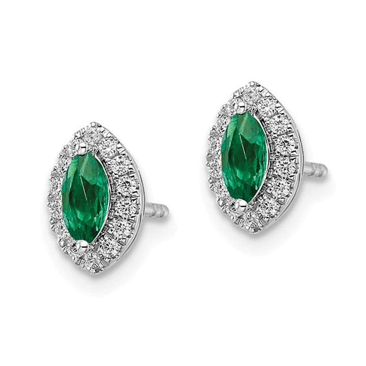 3/5 Carat (ctw) Lab-Created Emerald Halo Earrings in 14K White Gold Earrings with Lab-Grown Diamonds Image 3