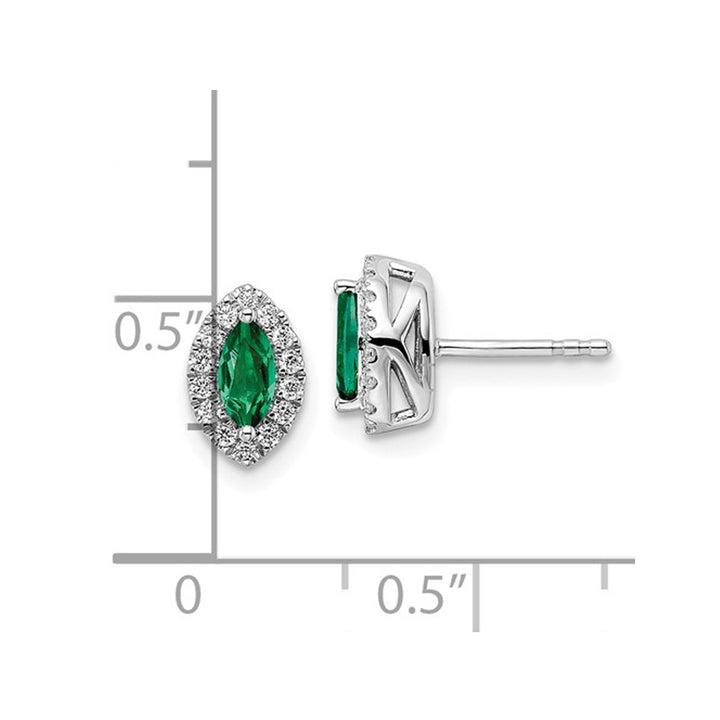 3/5 Carat (ctw) Lab-Created Emerald Halo Earrings in 14K White Gold Earrings with Lab-Grown Diamonds Image 4