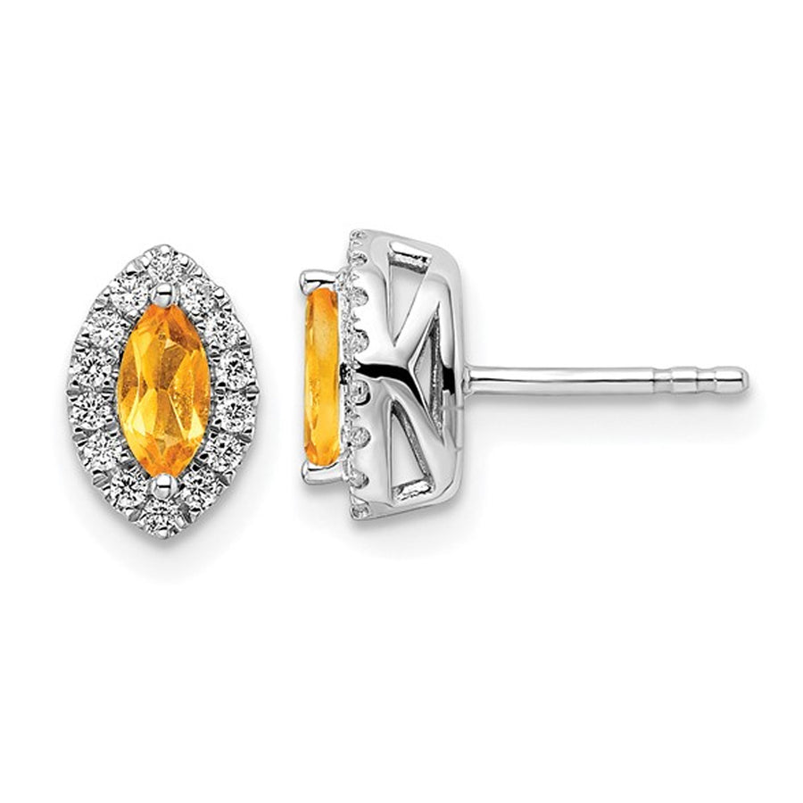 2/5 Carat (ctw) Citrine Halo Earrings in 14K White Gold with Lab-Grown Diamonds Image 1