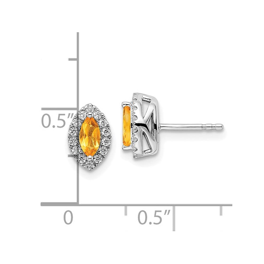 2/5 Carat (ctw) Citrine Halo Earrings in 14K White Gold with Lab-Grown Diamonds Image 4