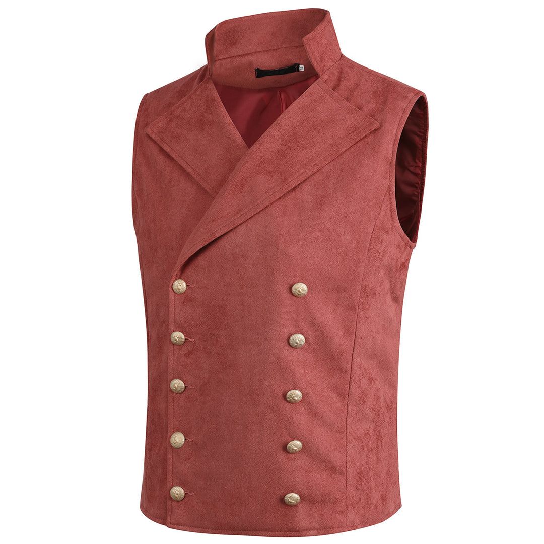 Men Vest Jacket Eleagnt Double Breasted Velvet Dress Vests Outdoor Sleeveless Stand Collar Waistcoat Image 1