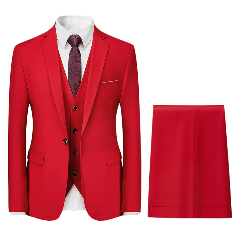 Men Slim Fit Suit 3 Piece Business Casual Formal Dress Suits Single Button Solid Color Groom Wedding Male Blazer Vest Image 4