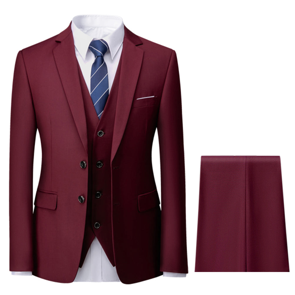 3 Pcs Men Wedding Suits Groom Slim Fit Business Casual Suit Set Solid Color Autumn Spring Party Office Sets Image 3