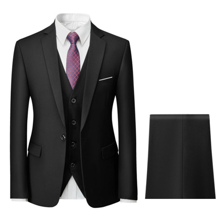 3 Pcs Men Wedding Suits Groom Slim Fit Business Casual Suit Set Solid Color Autumn Spring Party Office Sets Image 1