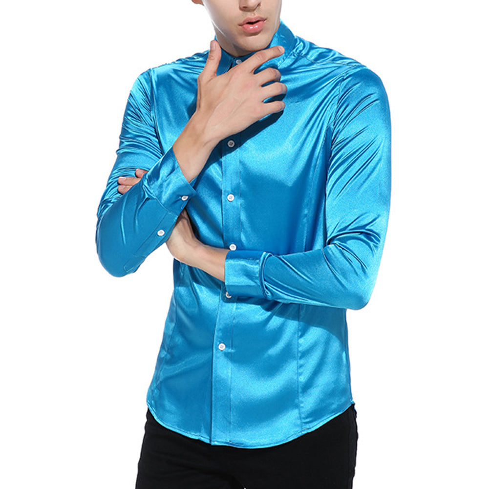 Men Dress Shirt Long Sleeve Slim Fit Business Shirts Solid Color Spring Summer Button Down Shirts Image 3
