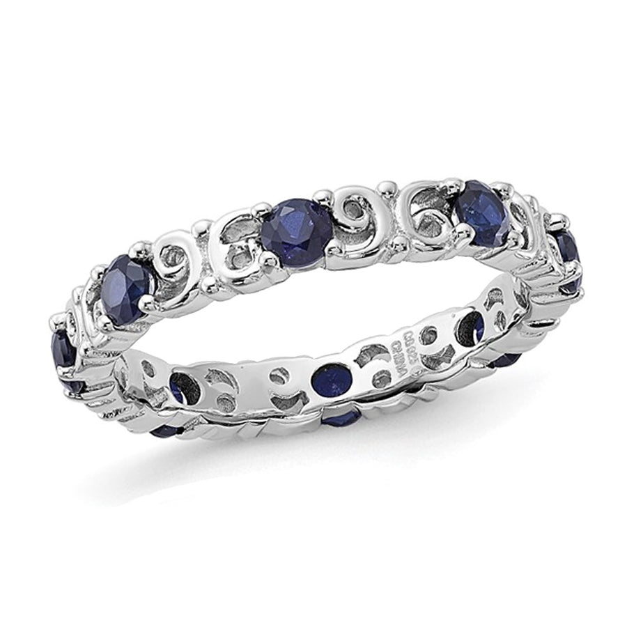 1.05 Carat (ctw) Lab-Created Blue Sapphire Band Ring in Sterling Silver Image 1