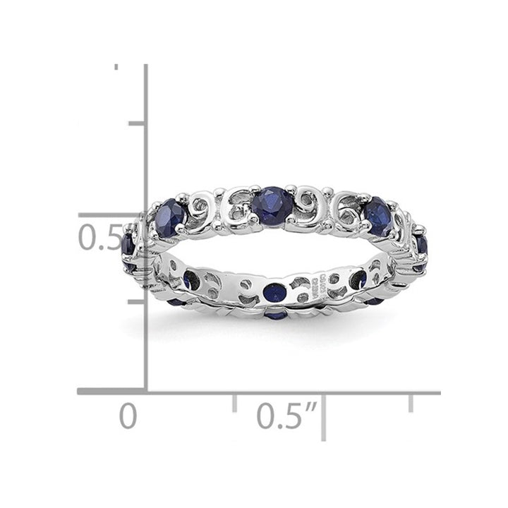 1.05 Carat (ctw) Lab-Created Blue Sapphire Band Ring in Sterling Silver Image 4