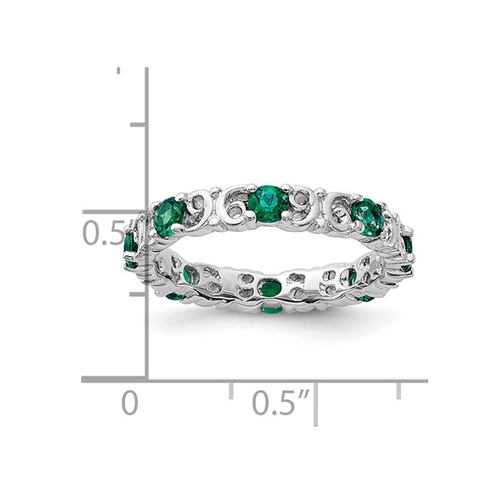 9/10 Carat (ctw) Lab-Created Emerald Band Ring in Sterling Silver Image 4