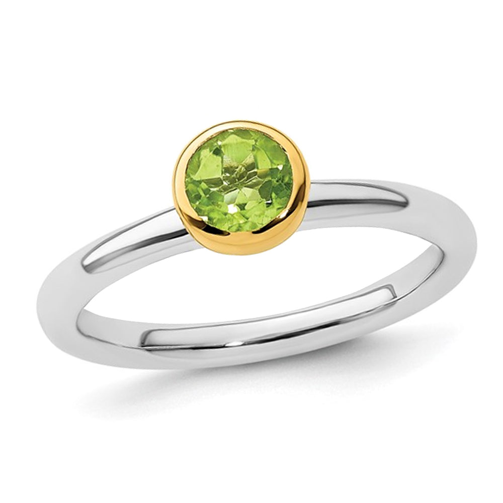 1/2 Carat (ctw) Round Peridot Ring in Sterling Silver Image 1