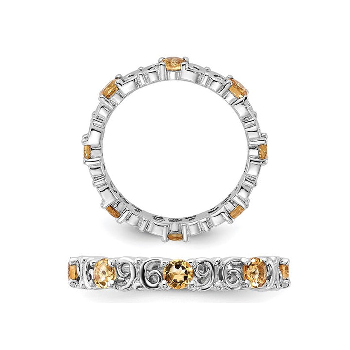 4/5 Carat (ctw) Citrine Band Ring in Sterling Silver Image 4