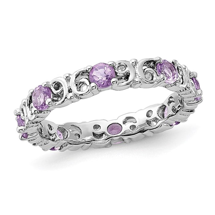 4/5 Carat Amethyst Band Ring in Sterling Silver Image 1