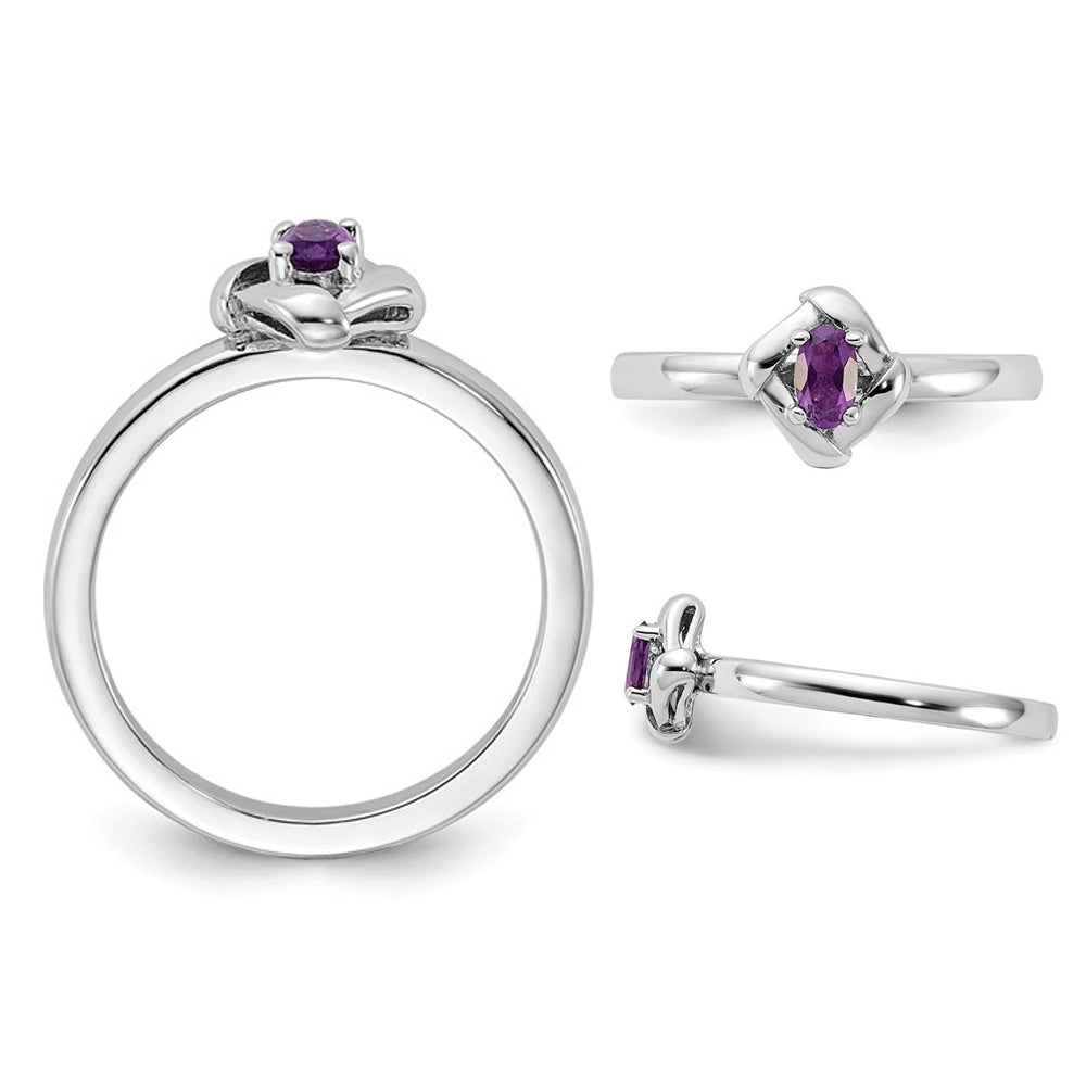 1/5 Carat (ctw) Oval-Cut Amethyst Ring in Sterling Silver Image 2