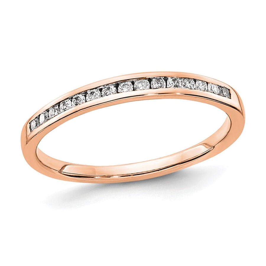 1/7 Carat (ctw) Diamond Wedding Band Ring in 14K Rose Pink Gold Image 1