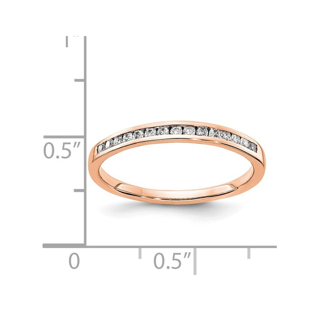 1/7 Carat (ctw) Diamond Wedding Band Ring in 14K Rose Pink Gold Image 2