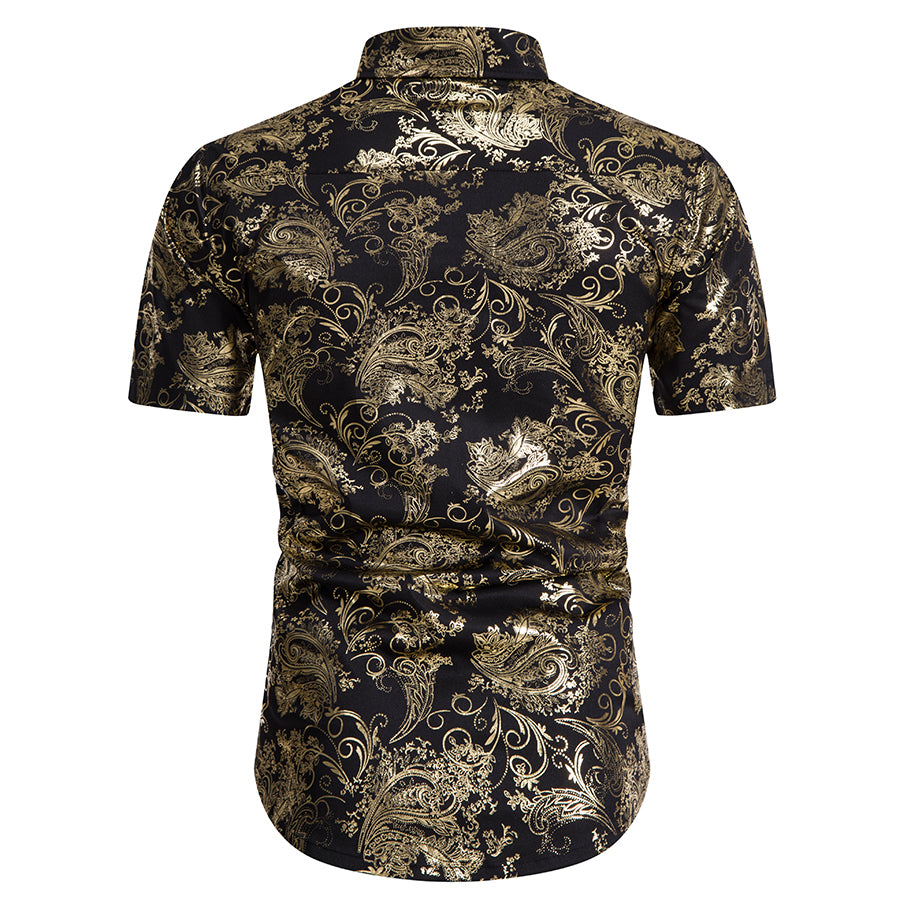 Men Shirt Short Sleeve Button Down Blouse Summer Floral Print Lapel Dress Shirts Business Casual Male Tops Image 2