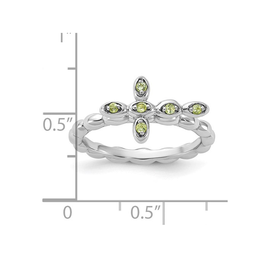1/10 Carat (ctw) Peridot Cross Ring in Sterling Silver Image 3