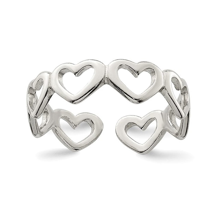 Sterling Silver Cut-out Hearts Toe Ring Image 1